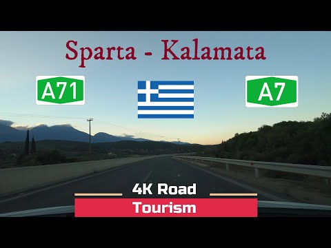 Driving Greece: A71 & A7 Sparta - Kalamata - 4k scenic evening motorway drive through Peloponnese