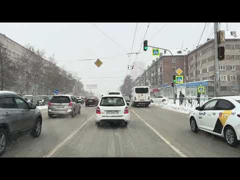 4k Novosibirsk Siberia Walk down the street Big city Russia / November Snow