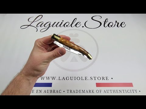 Laguiole Knife Olivewood Handle - Brass Bolsters