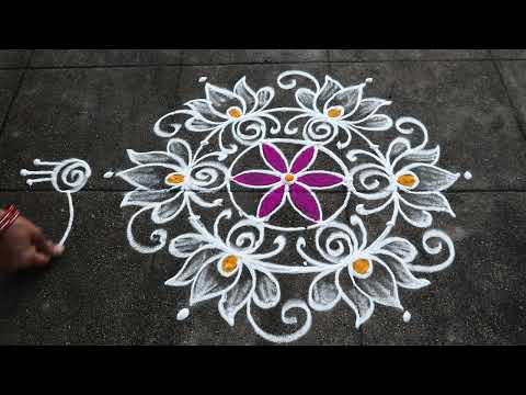 Vinayagar Chaturthi Rangoli Designs| 5x3 Dots Small Muggulu |Ganesh Festival Kolam With Side Borders
