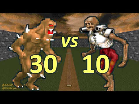 30 Imps vs 10 Revenants - Monster Infighting - Doom II Retro Battles