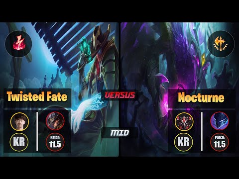 Kuro TWISTED FATE (Mid) [Electrocute] VS NOCTURNE - Grandmaster KR Patch 11.5