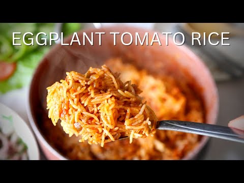 , title : 'EGGPLANT RICE?? Yes, It's Awesome & You Need to Try it!  - Spicy Eggplant Tomato Rice Recipe 🍆'