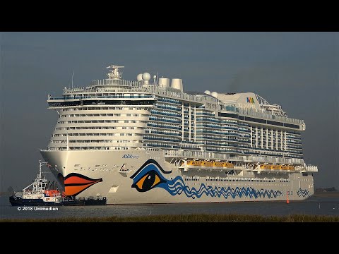 AIDAnova | new record at conveyance giant cruise ship across very small river Ems | 4K-Quality-Video
