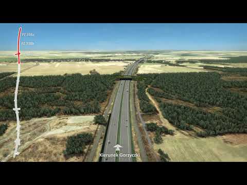 Wizualizacja przebiegu autostrady A1 koniec obw. Częstochowy - Tuszyn, odcinek E