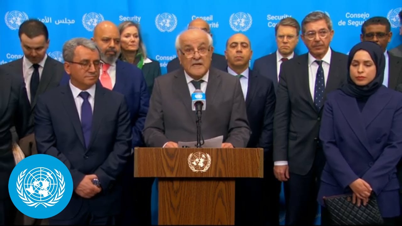 Palestine & others on Israeli Decisions - Security Council Media Stakeout | United Nations