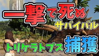 【3人実況】トリケラトプスを仲間にする！一撃で死ぬ恐竜サバイバル！【ARK:Survival Evolved】