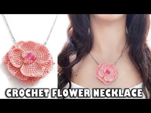Dreamy Crochet Flower Necklace Tutorial For Beginners (+ENG SUB)