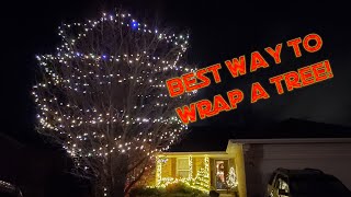 Ultimate Outdoor Christmas Light Hack! - How To Wrap A Tree With Christmas Lights.