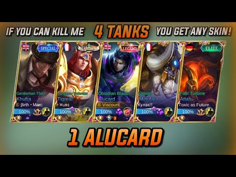 4 TANKS 1 ALUCARD, BUT IF YOU KILL ME YOU GET ANY SKIN! | TOP GLOBAL ALUCARD MLBB
