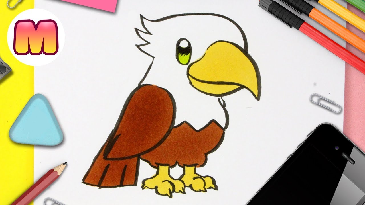 COMO DIBUJAR UN AGUILA KAWAII - dibujos kawaii faciles - Aprender a dibujar animales kawaii