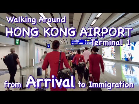 Caminhando pelo AEROPORTO DE HONG KONG T.1, do portão de desembarque até a imigração