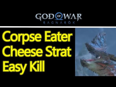 God of War Ragnarok The Corpse Eater boss fight cheese strat, easy kill exploit