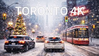 Driving Downtown Toronto in a heavy Snowstorm - Canada 4K