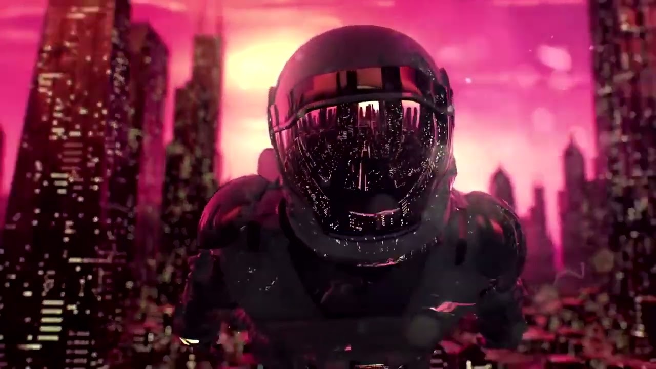 2 Hours - Lo-fi 4K Ultra HD. Screensaver, Live Wallpaper Astronaut City Neon