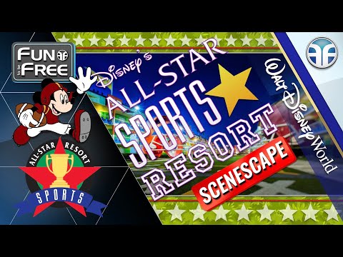 Tour Disney’s All-Star Sports Resort 2023 – Walt Disney World | Piscina na área de pranchas de surf | Praça de alimentação