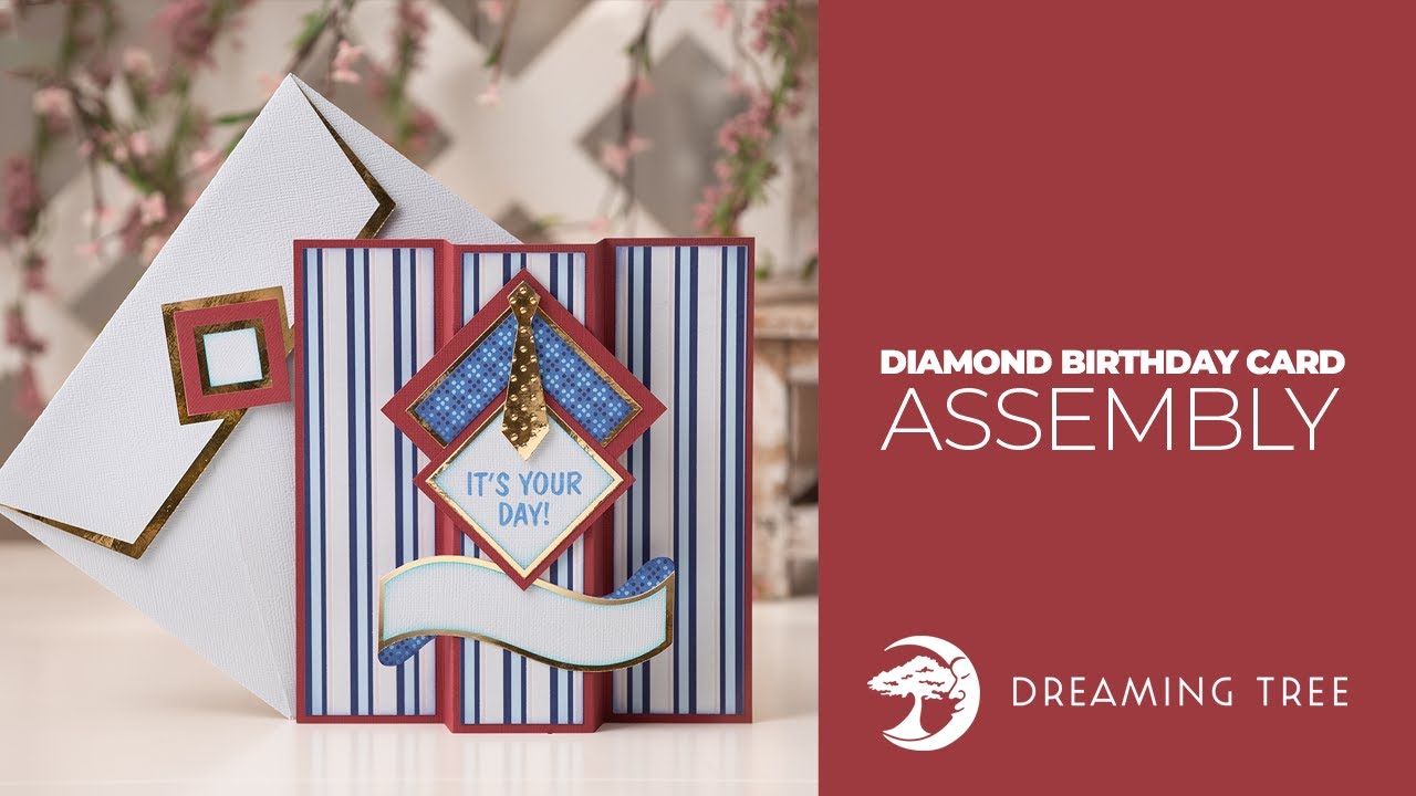 SVG File - Diamond Birthday Card - Assembly Tutorial (For Cricut, Silhouette, and ScanNCut)