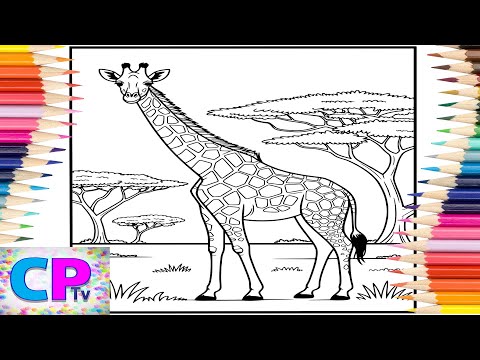 Wild Giraffe Walks on Fertile Land/Giraffe Coloring/Creative Video/Art Therapy/Coloring Process