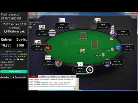 PokerStars $109 SUNDAY MILLION $1M Gtd 2-Day Event Aug 09 2020 Kakalala" Gobenni" ll-Giuglia" "HSVP"