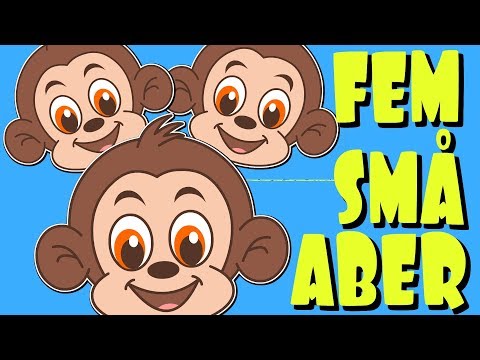 Fem små aber med mere | Danske Børnesange | 18 minutter mix med tekst