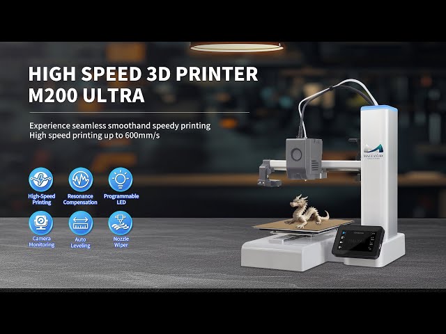 Vídeo relacionado con MALYAN Impresora M200 Ultra 3D, Max 600 mm/s, impresión de alta velocidad y precisión, nivelación automática completa y compensación de vibración inteligente con cámaras para monitoreo, fuera de la