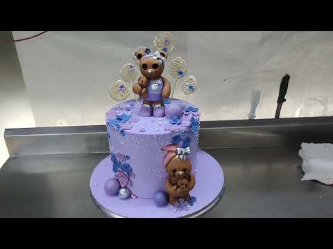 1stv birthday cake  | teddy bear cake decoration | fondant teddy bear cake topper | cake