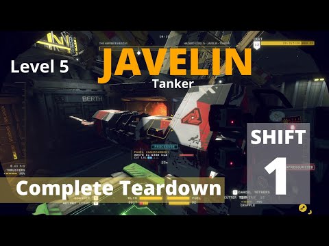 Hardspace: Shipbreaker gameplay- Javelin Tanker (hazard level 5) complete teardown. Shift 1/3