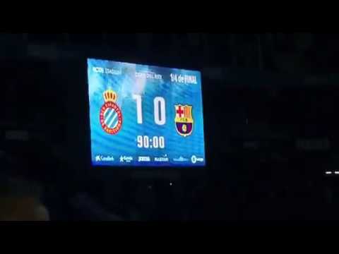 #RCDE - Barça  Celebración gol de Melendo en la grada