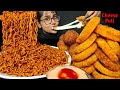 Eating Blackbean Noodles Onion Rings Mozzarella Balls Big Bites Asmr Eating Mukbang