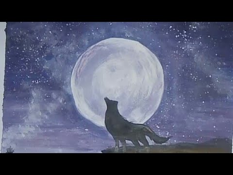 how to draw Wolf  howling // acrylic painting for beginners// step by step easy painting