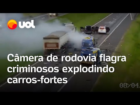 Explosão de carros-fortes: Câmera de rodovia flagra criminosos explodindo veículos em SP; veja vídeo