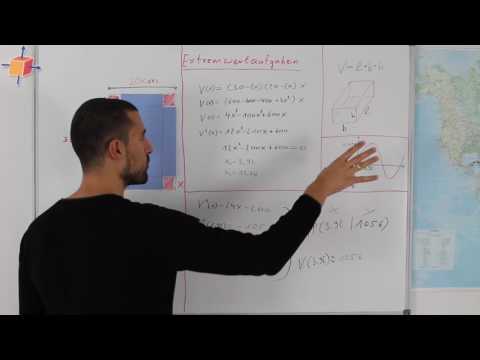 Extremwertaufgabe Volumen. Schachtel bauen mit maximalen Volumen. Mathe Einfach Erklärt.