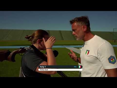 Oro de Edu Salichs e Irene del Rey en Trap Mixtos Júnior del Campeonato de Europa