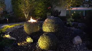 Fire and Water Stacked Slate Sphere - Medium