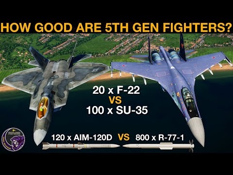 20 x F-22 Raptors vs 100 x Su-35 Super Flankers: 5th Gen vs 4th Gen Battle | DCS