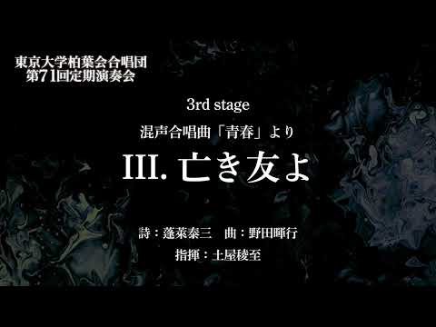 III. 亡き友よ（混声合唱曲「青春」より / 野田暉行）