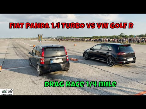 FIAT PANDA 1.4 TURBO vs VW GOLF R 2.0 TURBO CJX drag race 1/4 mile 🚦🚗 - 4K UHD