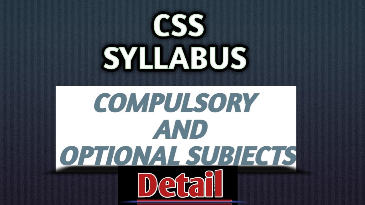 CSS SYLLABUS
