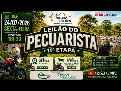 LEILÃO DE GADO  – GUAPO GOIÁS – 24/07/2026