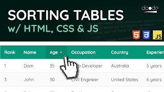 Download the video "How to EASILY Sort HTML Tables with CSS & JavaScript - Web Development Tutorial"