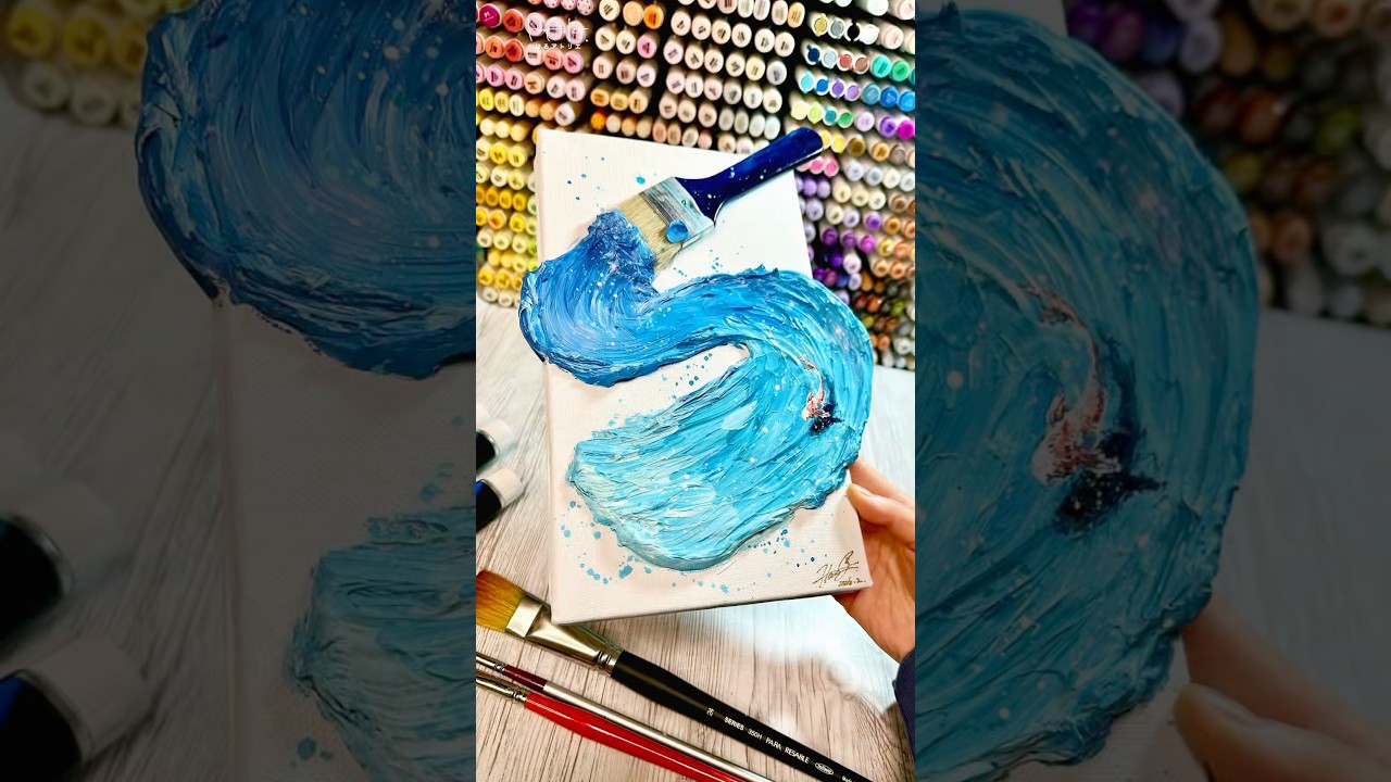 これどうなってると思う？キャンバスから飛び出す世界🌎 What is happening!? 🤯 #painting #art #モリモリアート