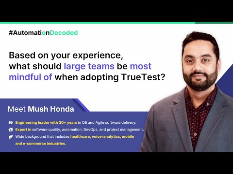 What should large teams be especially mindful of when adopting a tool like TrueTest?