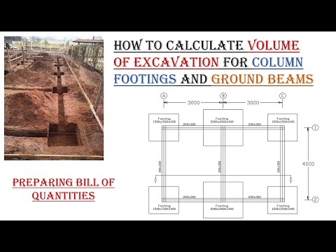 VOLUME OF EXCAVATION FOR COLUMN FOOTINGS AND GROUND BEAMS/TAKING OFF