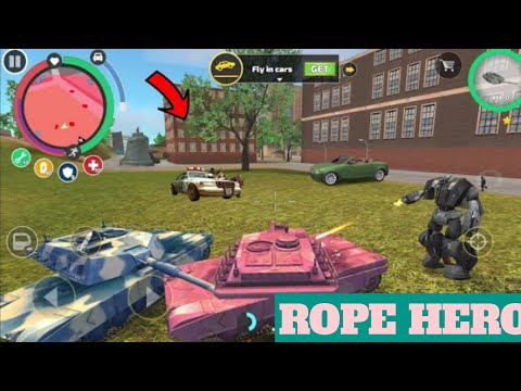Rope Hero Vice Town (Pink Tank Fight CarRobot and Russian Tanks) Police Car Robotfollow pink tank