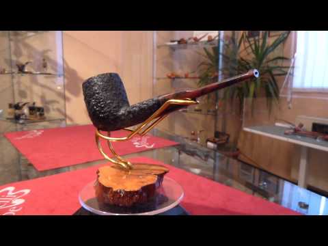 Pipa in radica billiard rusticata black - www.paronellipipe.it