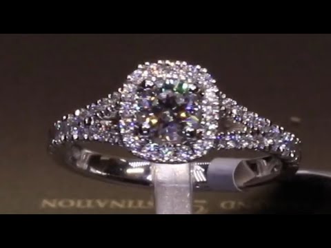 #82858 | T0.78ct/C0.40ct | Round Brilliant Cushion Halo with Diamond Set Shoulders | Set in Platinum