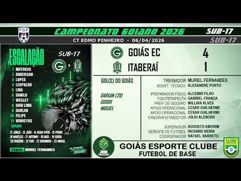 S17-GOIÁS 4 X 1 ITABERAÍ | LANCES | CAMPEONATO GOIANO | 06/04/2026