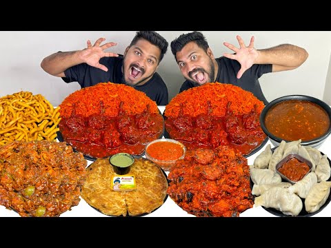 SPICY SCHEZWAN CHICKEN RICE AND NOODLES MIX,CHICKEN STEAM MOMOS,ANDA PARATHA,CHICKEN LOLLIPOP😍🔥