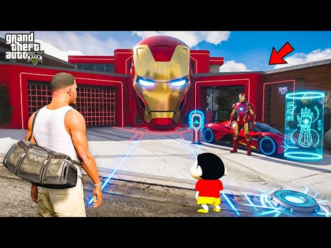 Franklin & Shinchan Found IRON MAN’s Secret Mega House | GTA 5 Telugu | Dhanu Dino