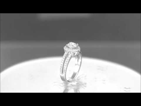 14K WHITE GOLD ROUND CUT DIAMOND ENGAGEMENT RING SPLIT BAND 1.70CT - ASW - 741N